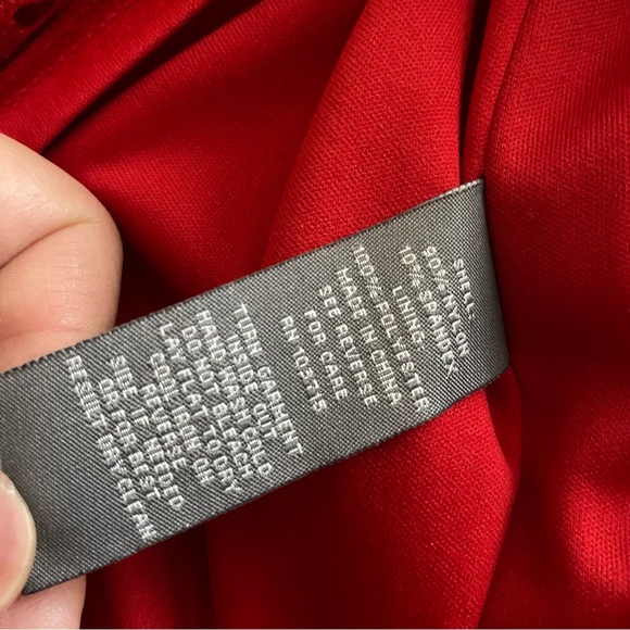 Sharagano Vibrant Red Lace Short Sleeve Midi Dress Size 6 - Picture 13 of 13